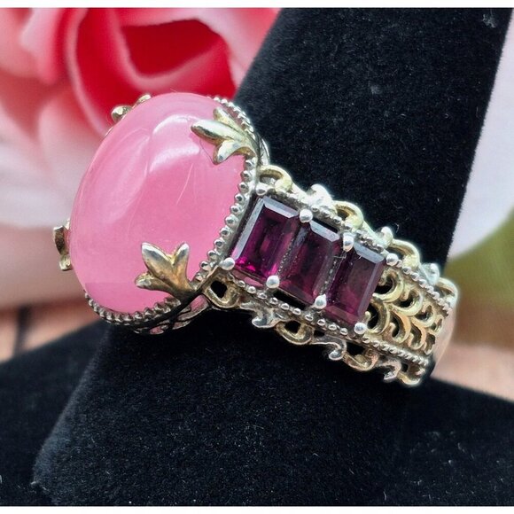 STS Chuck Clemency Sterling Silver & Pink Cocktail Statement Ring Size 11.5 - Picture 6 of 11